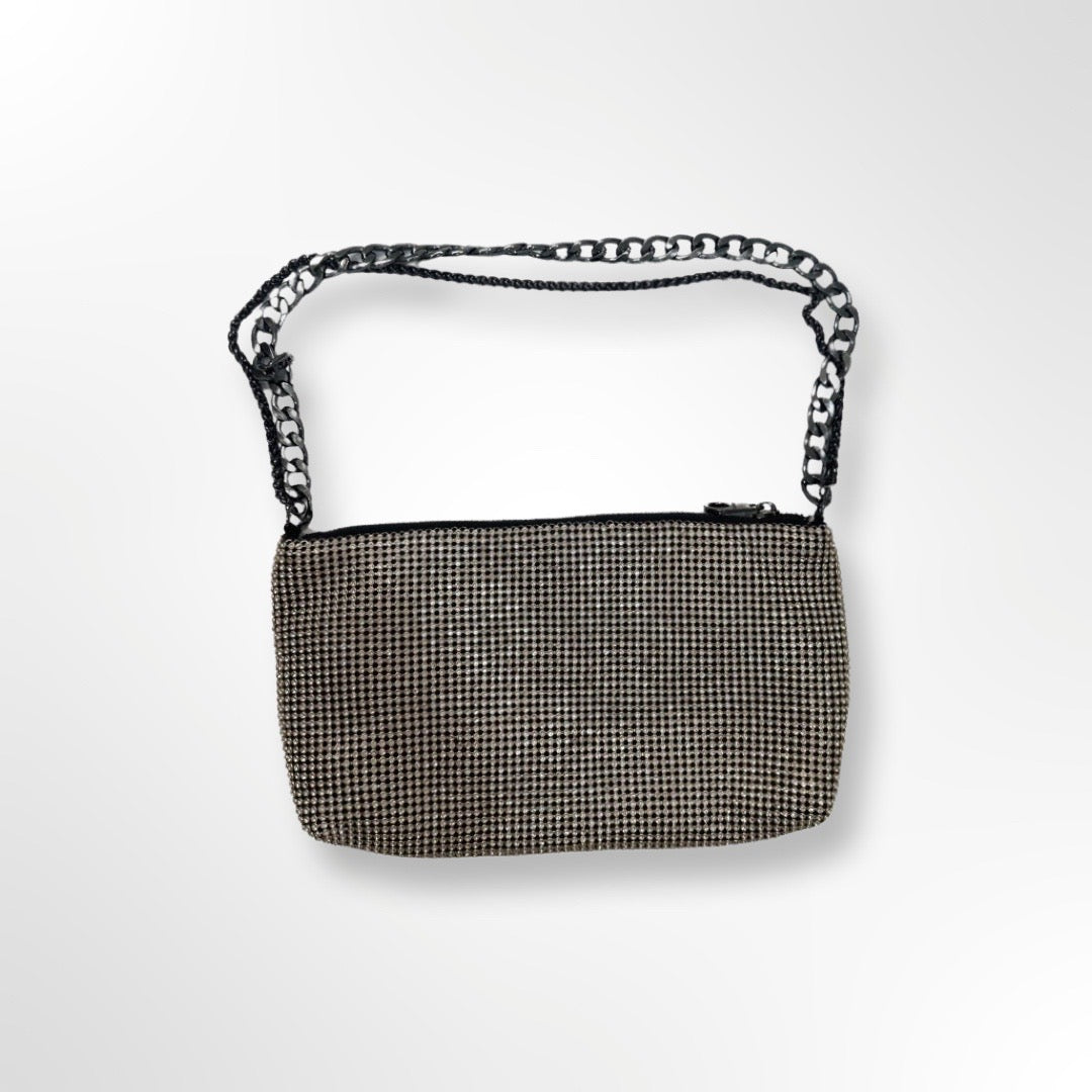 Stradivarius - Bolso de hombro strass con cadena frente