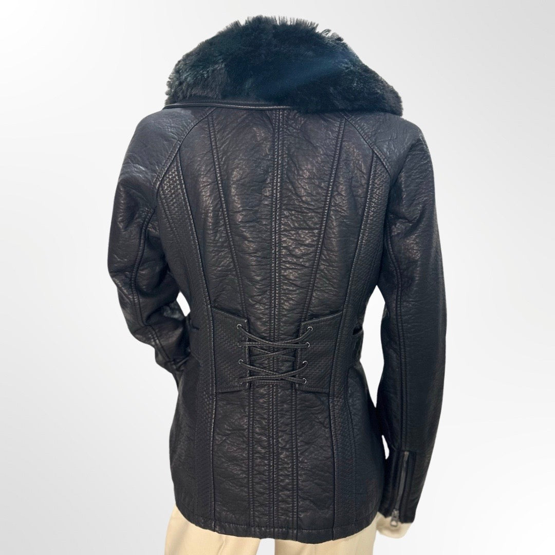 Chaqueta efecto piel y cuello pelo - THE LOOP CLOSET