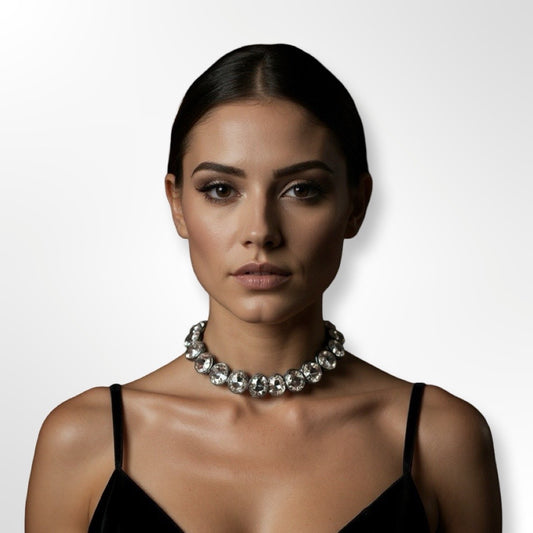Choker cristales grandes transparentes