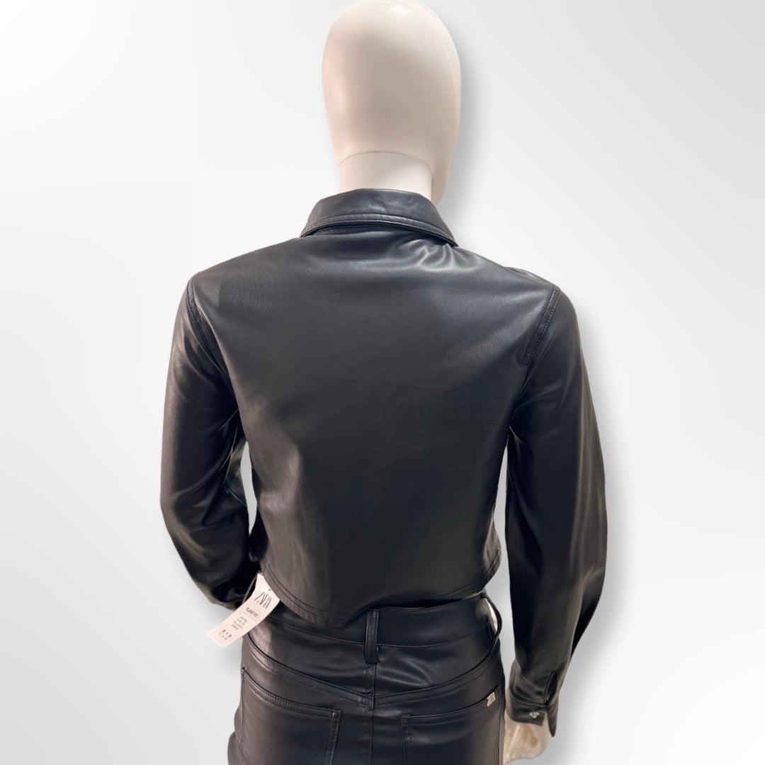 Chaqueta crop piel - THE LOOP CLOSET