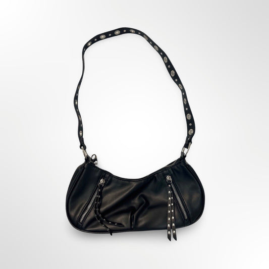 Stradivarius - Bolso hombro bandolera piel negro frente