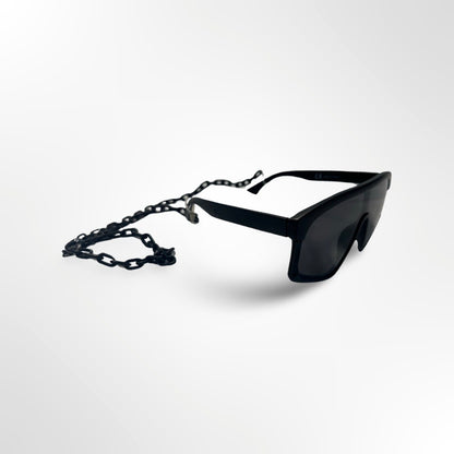 Bershka - Gafas de sol pantalla negras con cadena lado