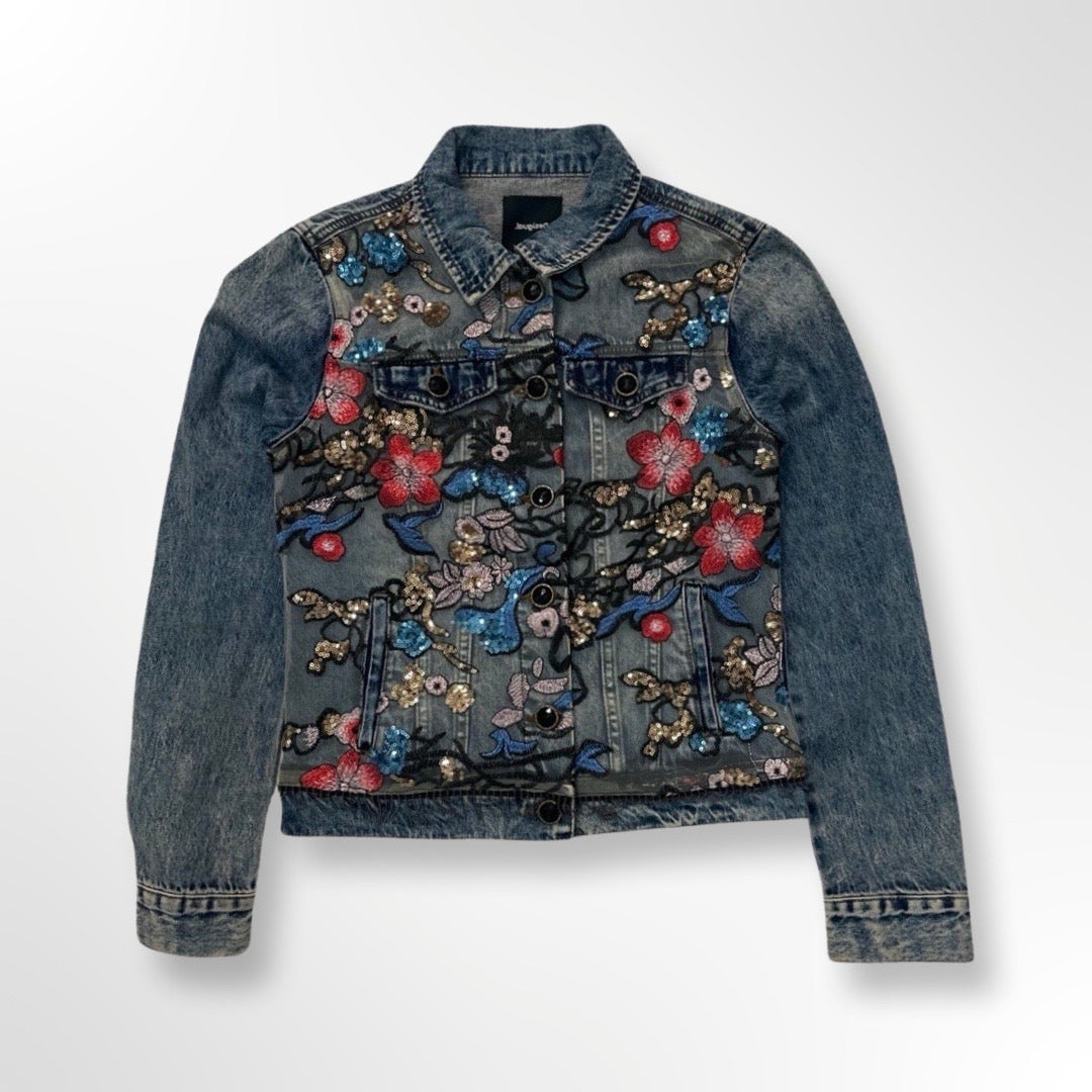 Desigual - Chaqueta denim cuello solapa bordada frente