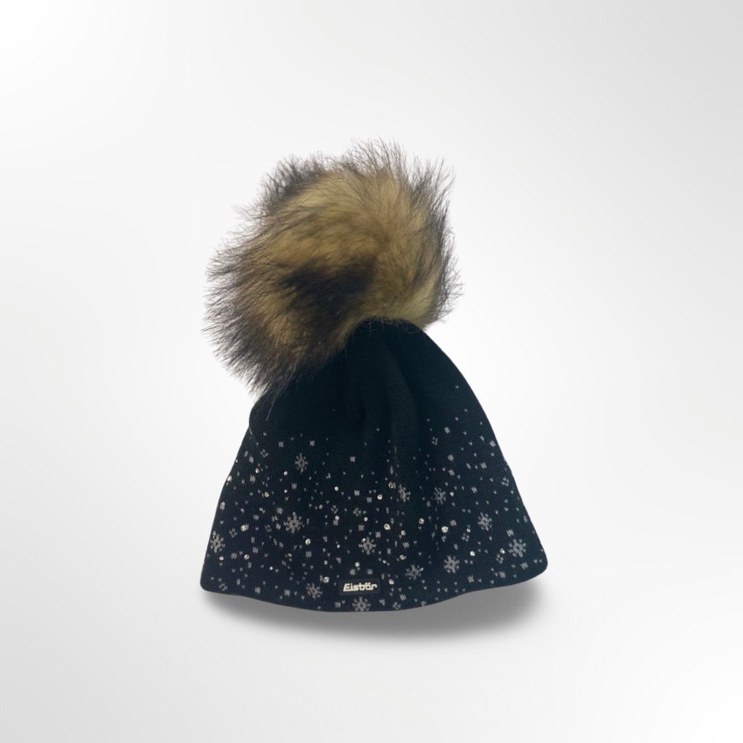 Gorro de punto con pompom de pelo