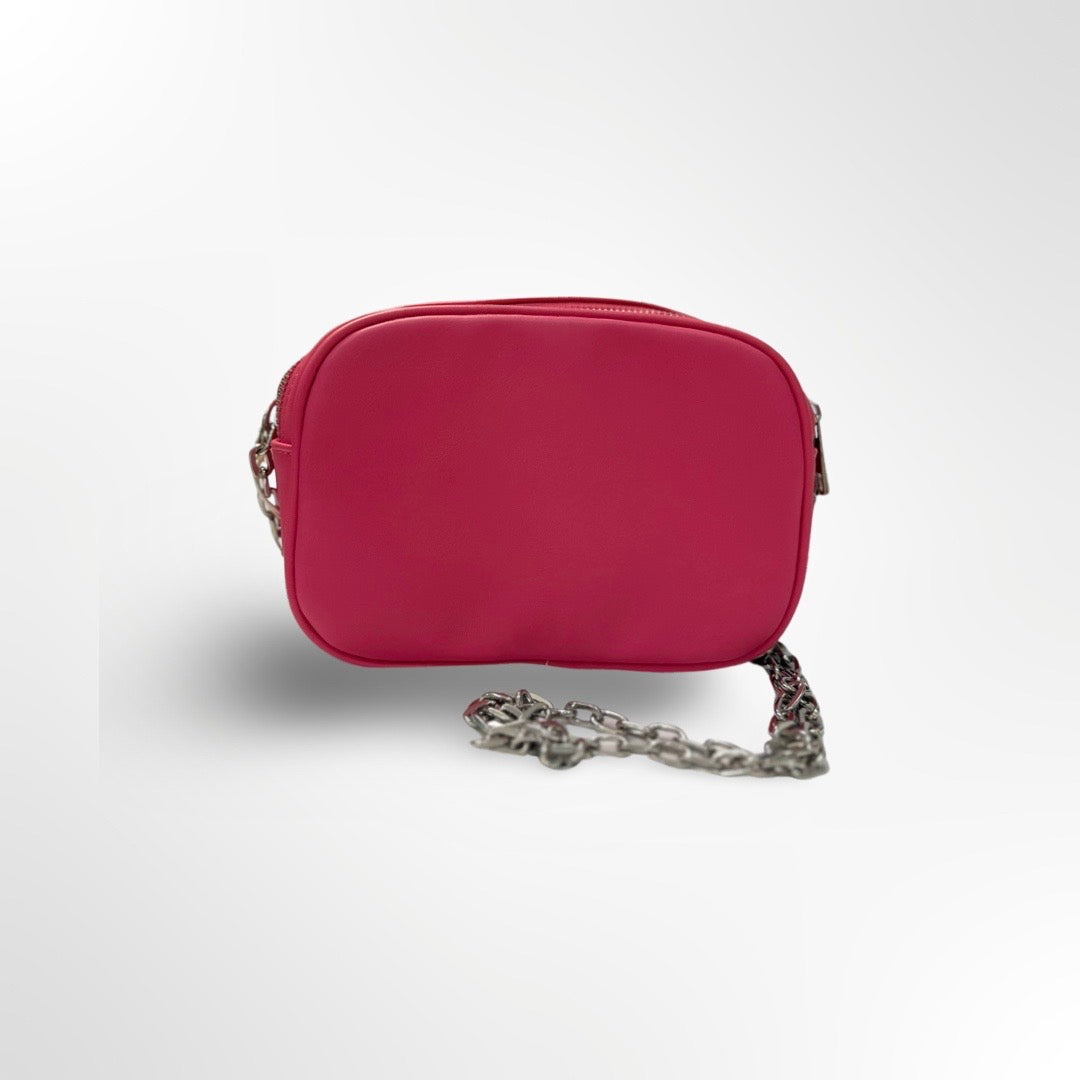 Bershka | Bolso fucsia con cadena atras