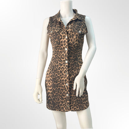 Vestido denim animal print