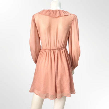 Zara - Vestido de tul con volantes rosa XS atras