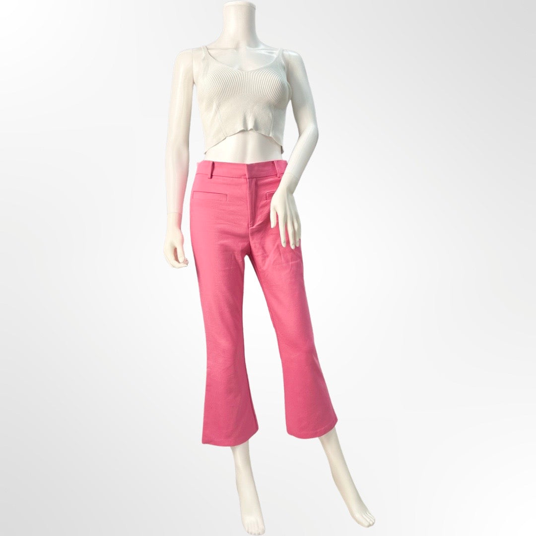 Stradivarius - Pantalon cropped fucsia 36 frente