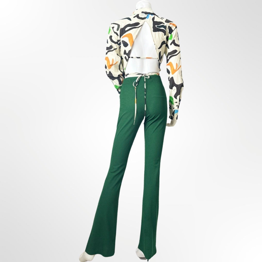 Zara - Pantalón con abertura verde atras