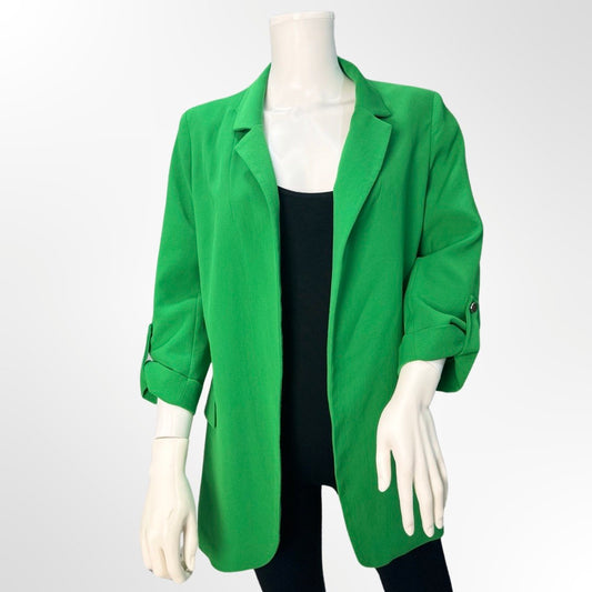 Stradivarius - Blazer verde de manga recogida frente