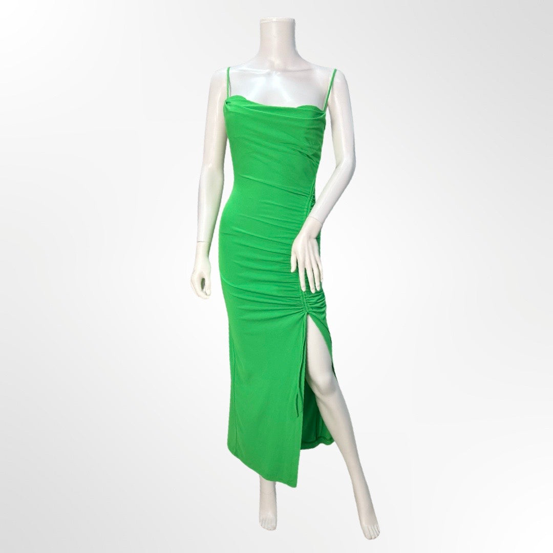 Zara - Vestido escote espalda verde XS frente