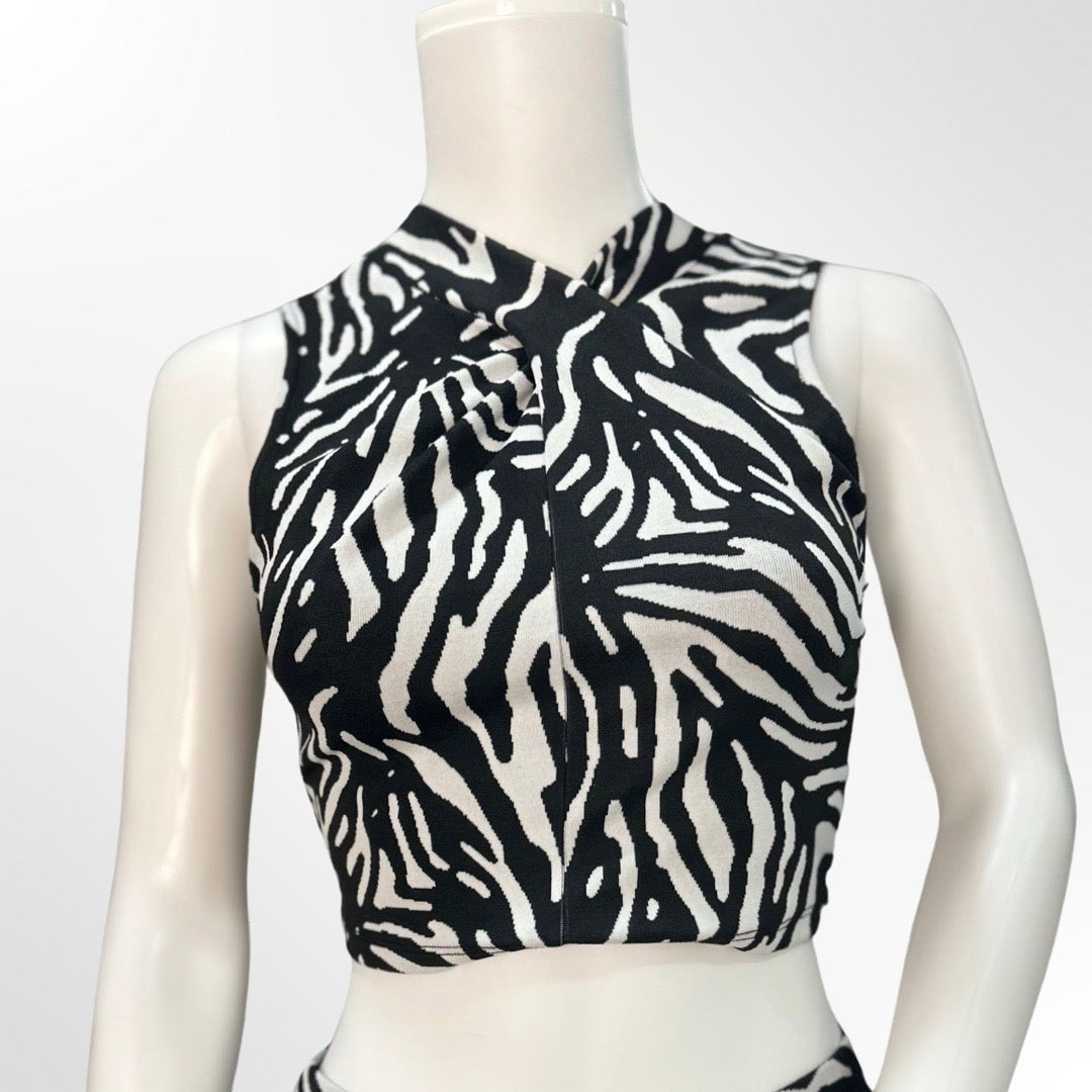 Zara - Top crop animal print S frente