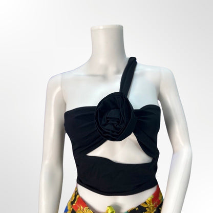 Pull&Bear - Top flor negro M frente