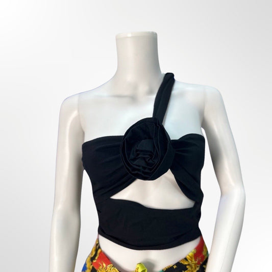Pull&Bear - Top flor negro M frente