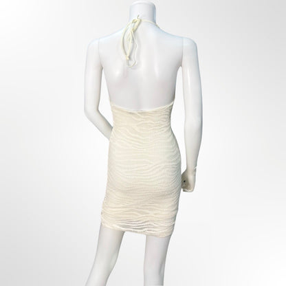 Bershka - Vestido halter beige S atras