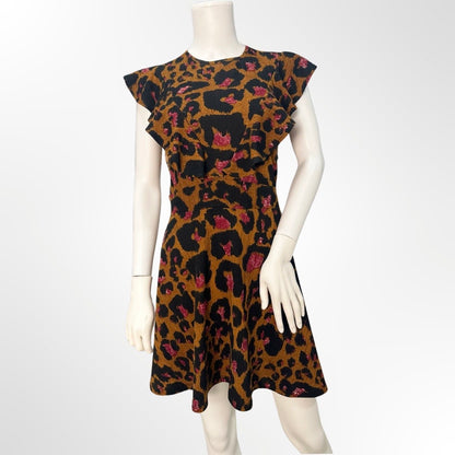 Zara - Vestido animal print S rojo frente