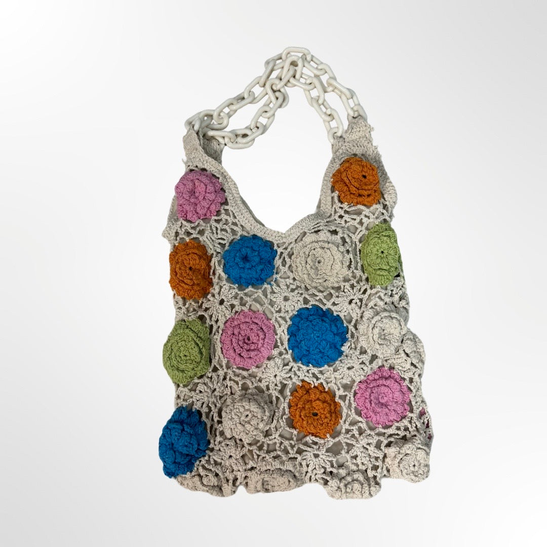 Stradivarius - Bolso crochet beige atras