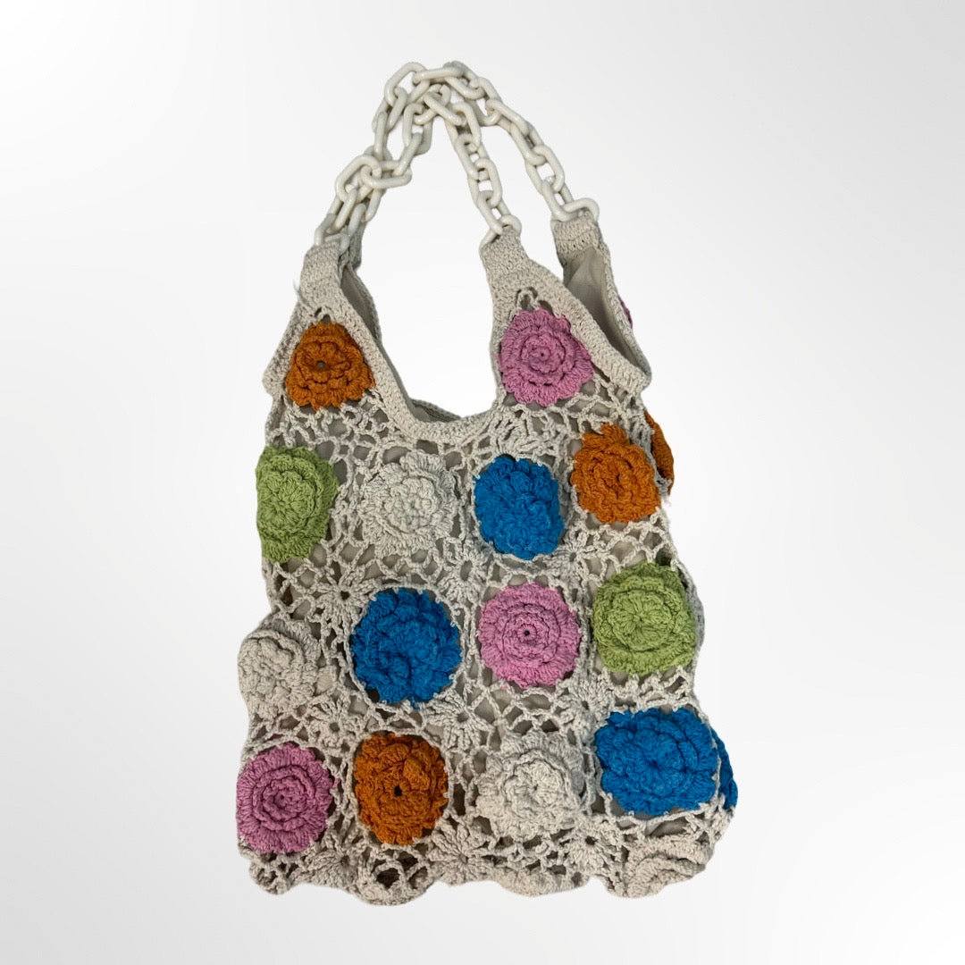 Stradivarius - Bolso crochet beige frente