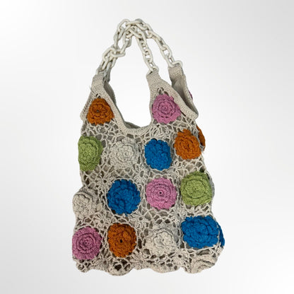 Stradivarius - Bolso crochet beige frente