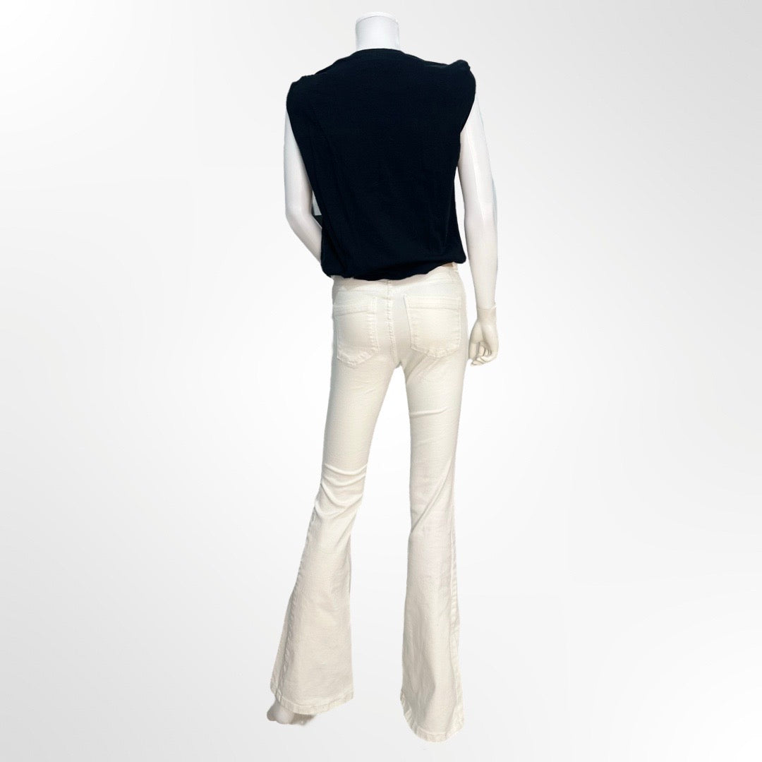 Stradivarius - Jean flare blanco atras