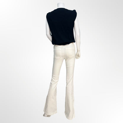 Stradivarius - Jean flare blanco atras